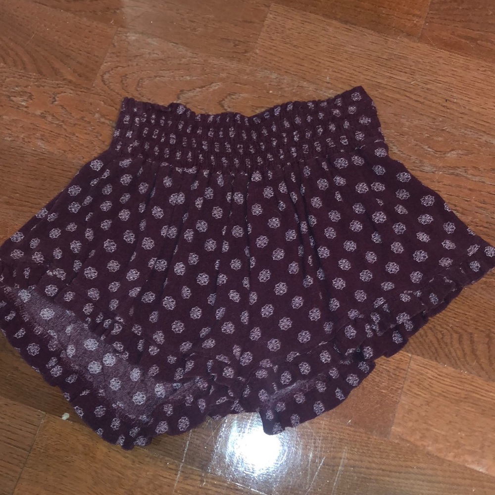 maroon flowy shorts